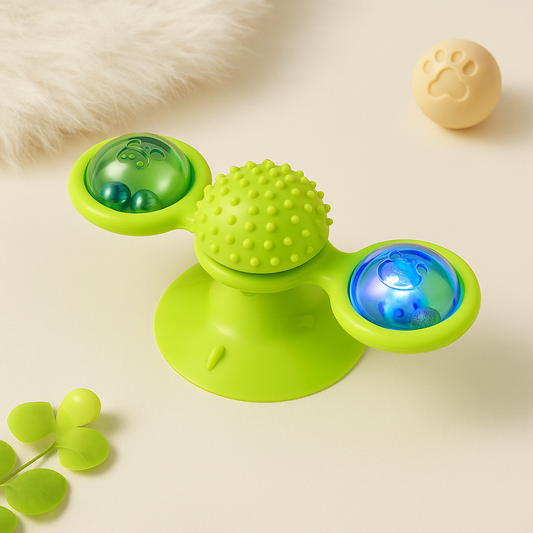 Jouet moulin à vent interactif à ventouse pour chat