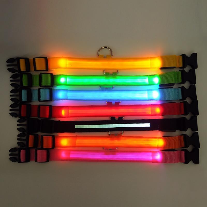 Collier lumineux en nylon pour chien avec fibre optique