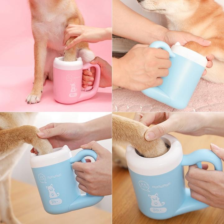 Gobelet de nettoyage des pattes avec brosse en silicone