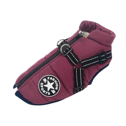 Veste chaude et imperméable avec harnais pour chien