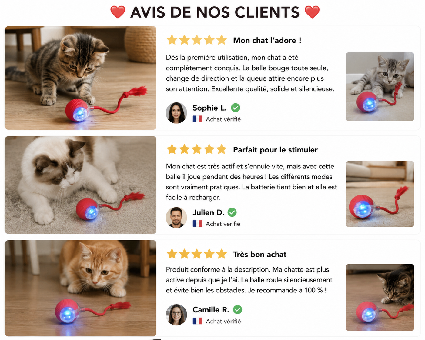 ChasseBall™ – Jouet Intelligent Rechargeable pour Chat