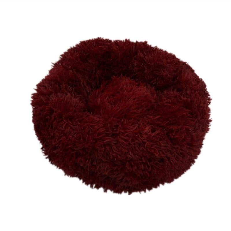 Coussin rond moelleux pour chien avec rebord surélevé