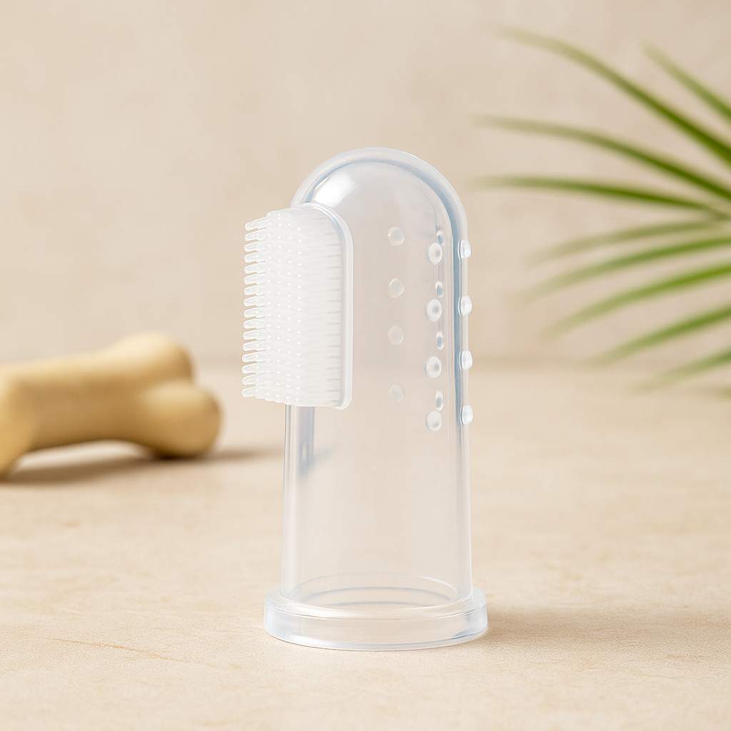Brosse à dents à doigt en silicone pour chien et chat