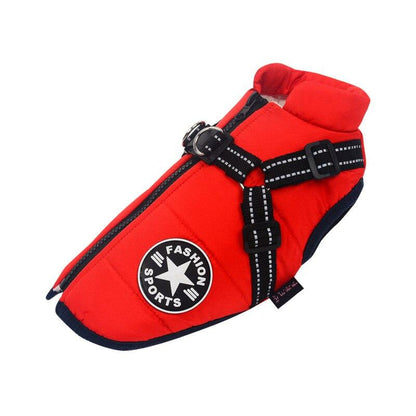 Veste chaude et imperméable avec harnais pour chien