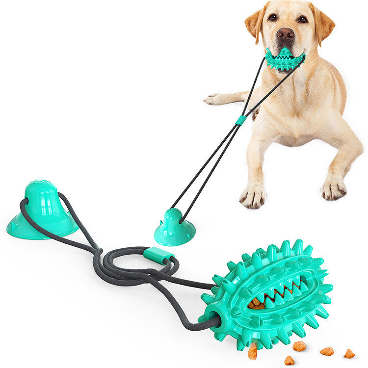 Balle pour chien avec croquettes, corde et ventouses