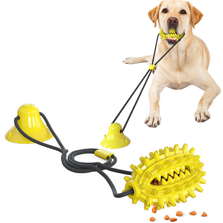 Jouet balle interactif pour chien avec ventouses et corde de traction