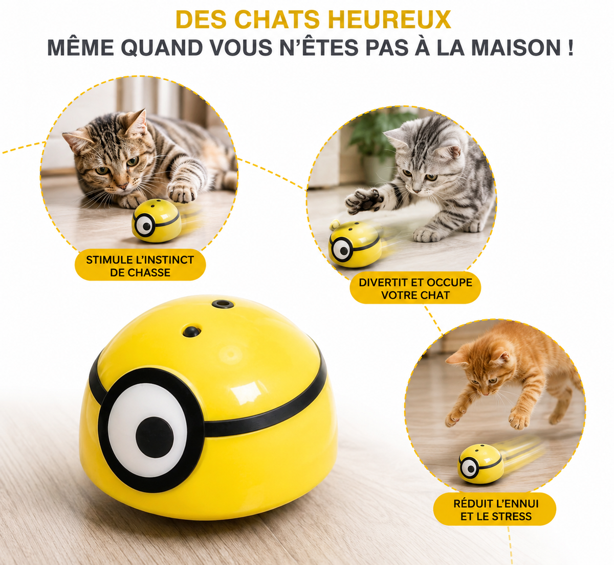 Jouet interactif pour chat pour stimuler l’instinct de chasse, réduire l’ennui et occuper votre chat