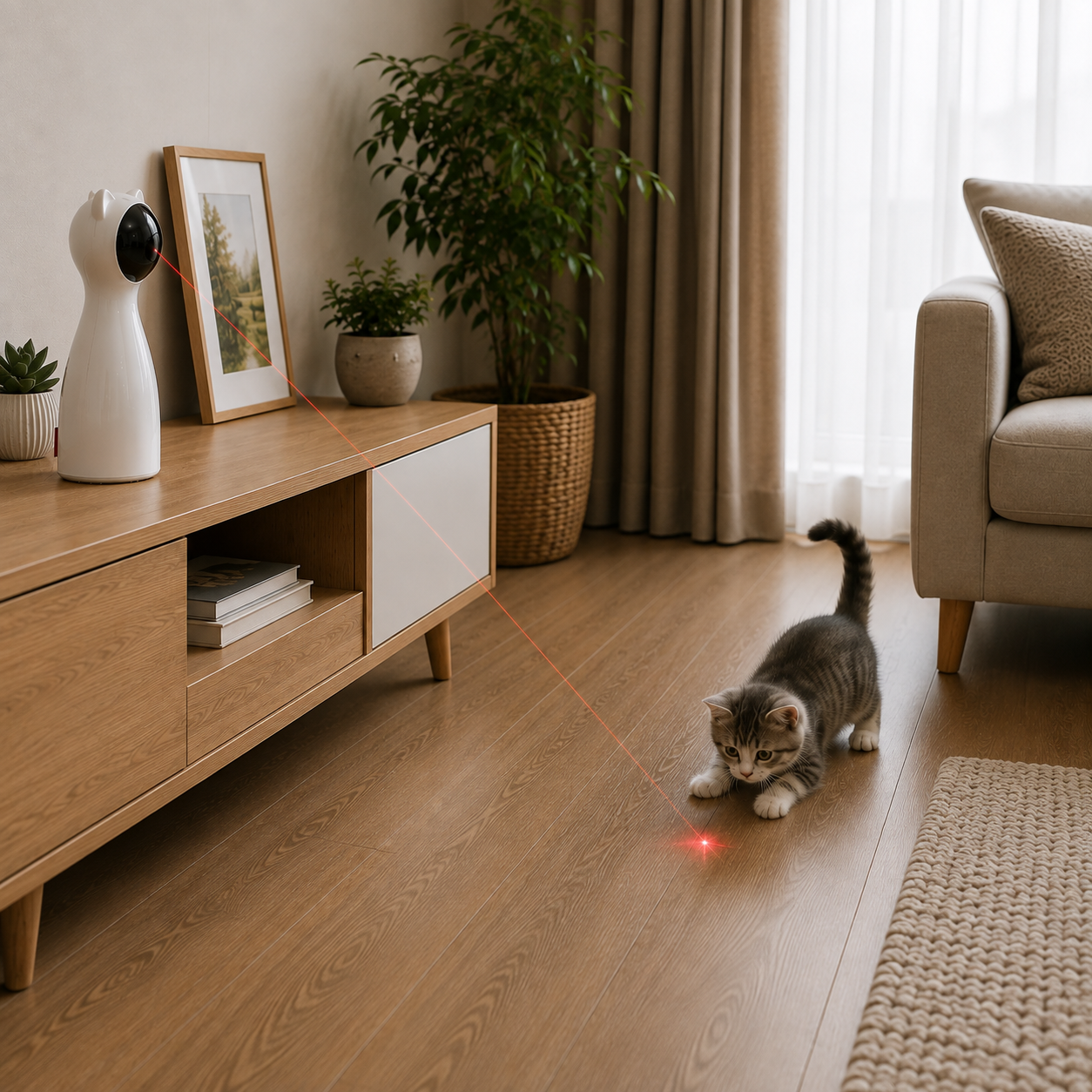 Jouet laser automatique interactif pour chat dans un salon