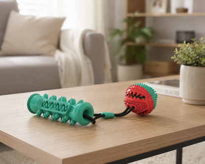 Jouet à tirer interactif pour chien avec balle et poignée
