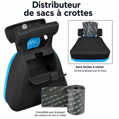 Ramasse-crotte pour chien avec distributeur intégré de rouleaux de sacs